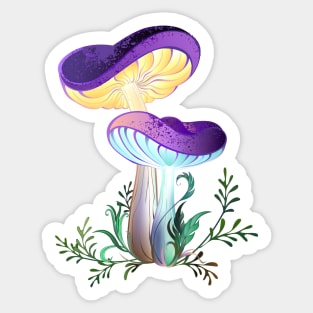Two Glowing Mushrooms Sticker